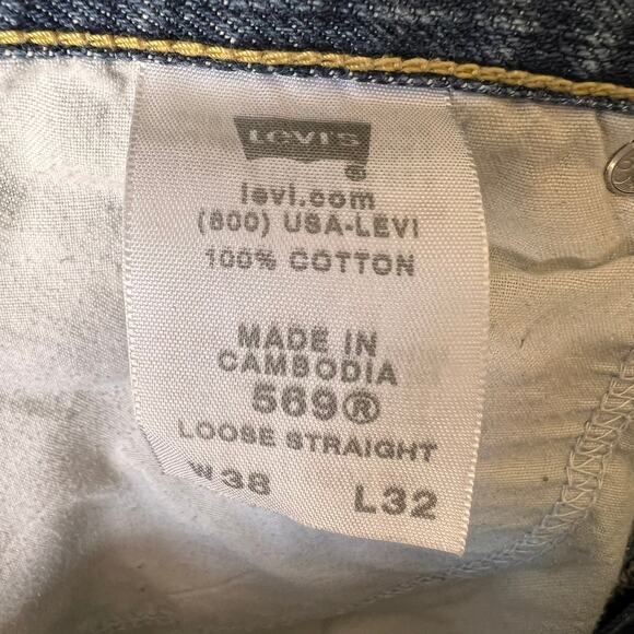 Levis Jeans Mens Size 38 X 32 Loose Straight Fit 569 Denim 100% Cotton - Picture 10 of 16